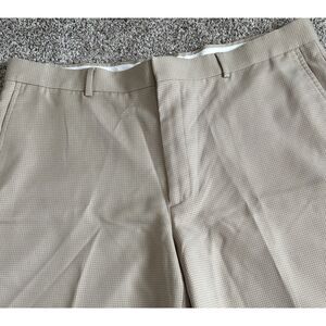 Walter Hagen Men's Size 38 Khaki Checked Chinos Flat Front Golf Shorts Summer